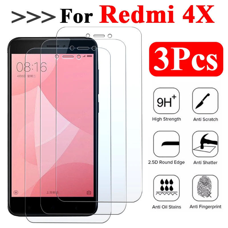 3 шт./лот, Защитное стекло для Xiaomi Redmi 4X, закаленное защитное стекло Xioami Xiomi, 4 X, защитная пленка для экрана Xiami Xomi Redme X4