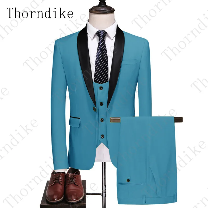 Thorndike, новейший дизайнерский мужской костюм, пальто и штаны,, Tide Terno Masculino, мужской костюм для свадьбы, выпускного вечера, 20 цветов на выбор, комплект из 3 предметов
