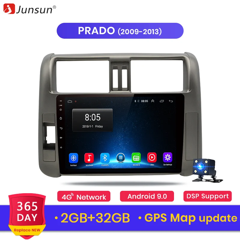 Junsun 2G+ 32G Android 8,1 для Toyota Land Cruiser Prado J150 2009-2013 авто 2 din автомагнитола стерео плеер gps навигация