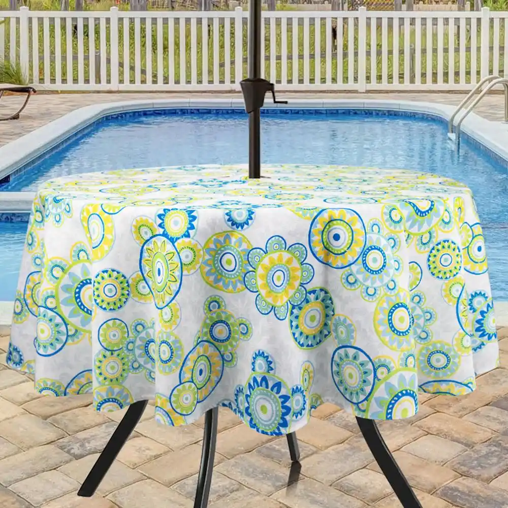 Eforcurtain Outdoor Polka Dots Printed Fabric Table Cloth Waterproof With Zipper Lime Green Umbrella Table Cover For Patio Tablecloths Aliexpress