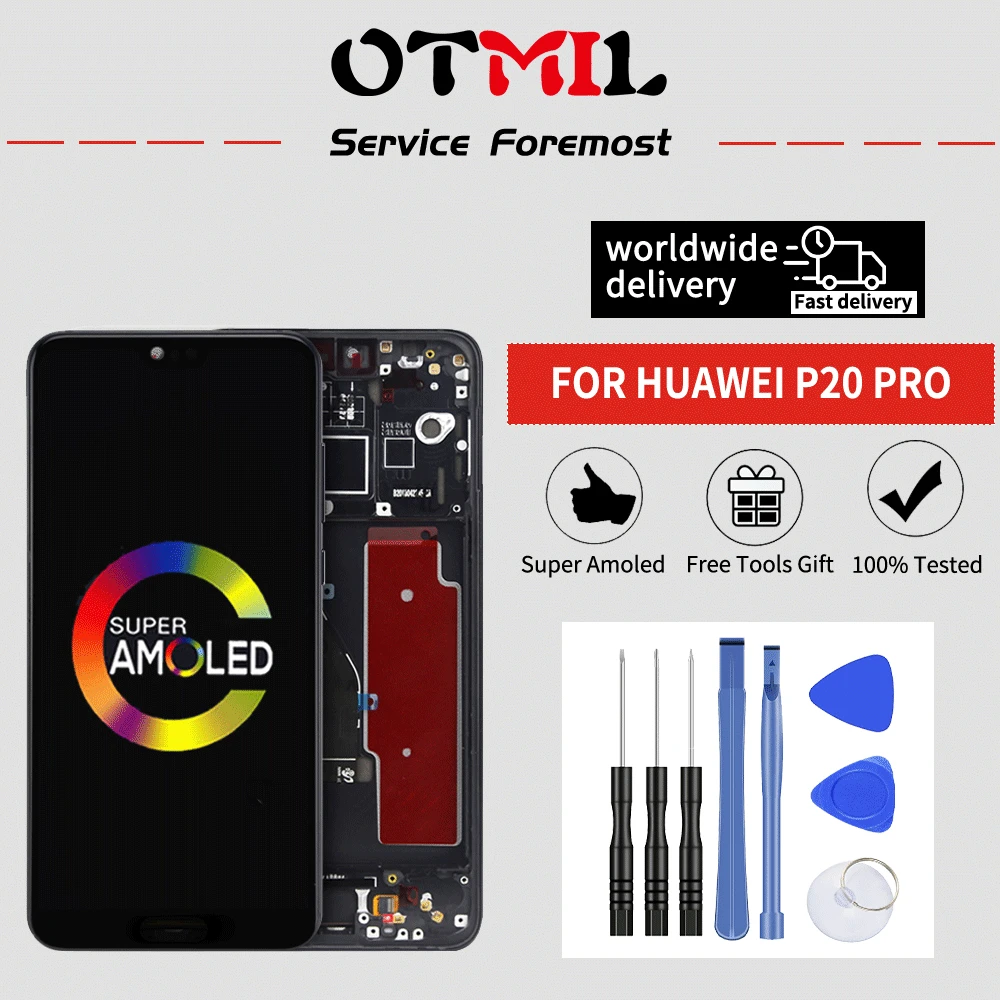 6 1 &quotAMOLED для huawei P20 Pro ЖК-дисплей сенсорный экран дигитайзер с рамкой CLT-L09 CLT-L29