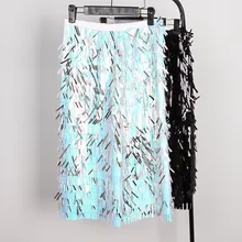 Новое поступление, осенне-зимняя юбка с блестками, модные, украшенные бисером, до колена, в стиле ампир, Сексуальные клубные Рождественские юбки