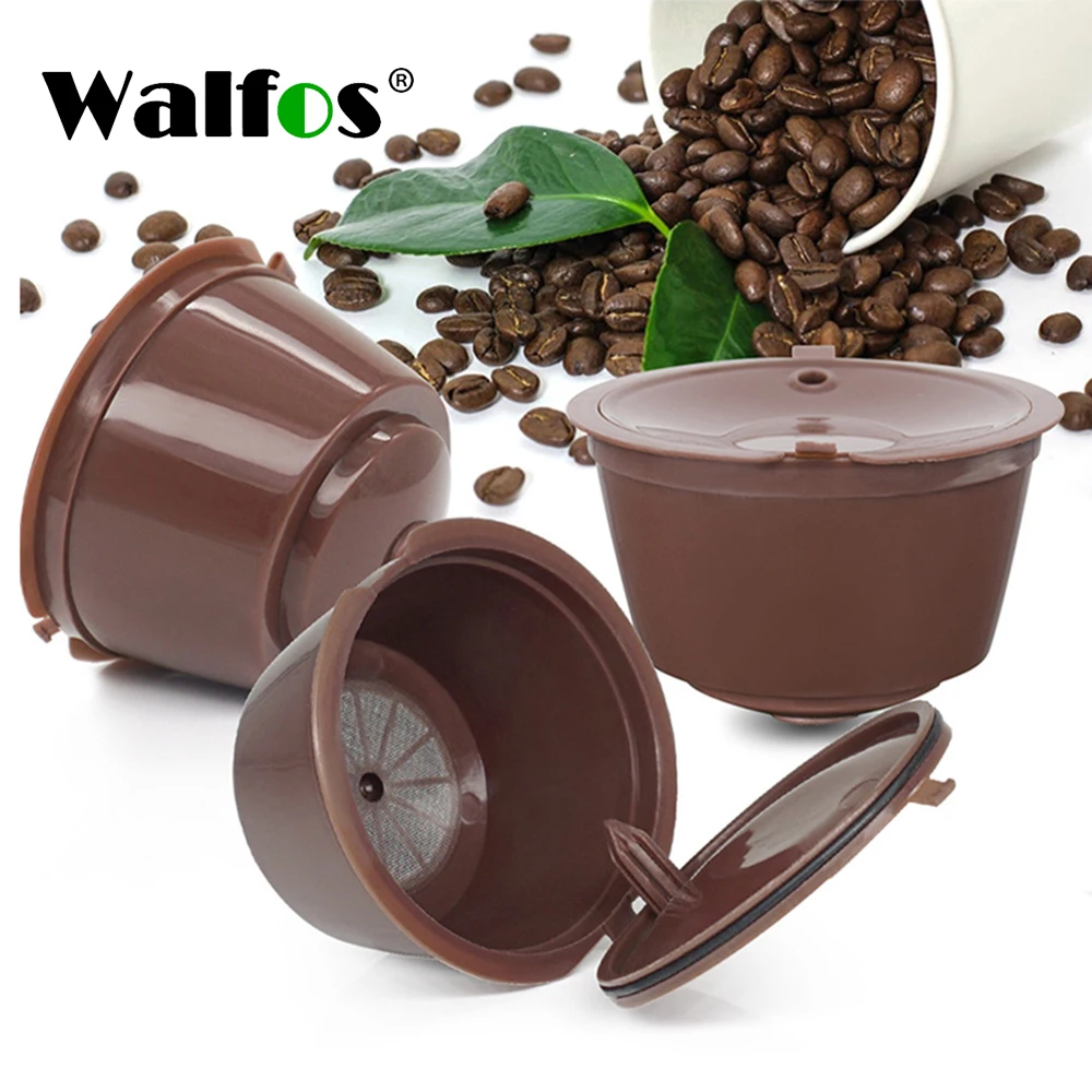 Walfos 2pcs Reusable Empty Dolce Gusto Coffee Capsule Plastic 50 Times Refillable Gustos Baskets Espresso Nescafe Filter Capsule