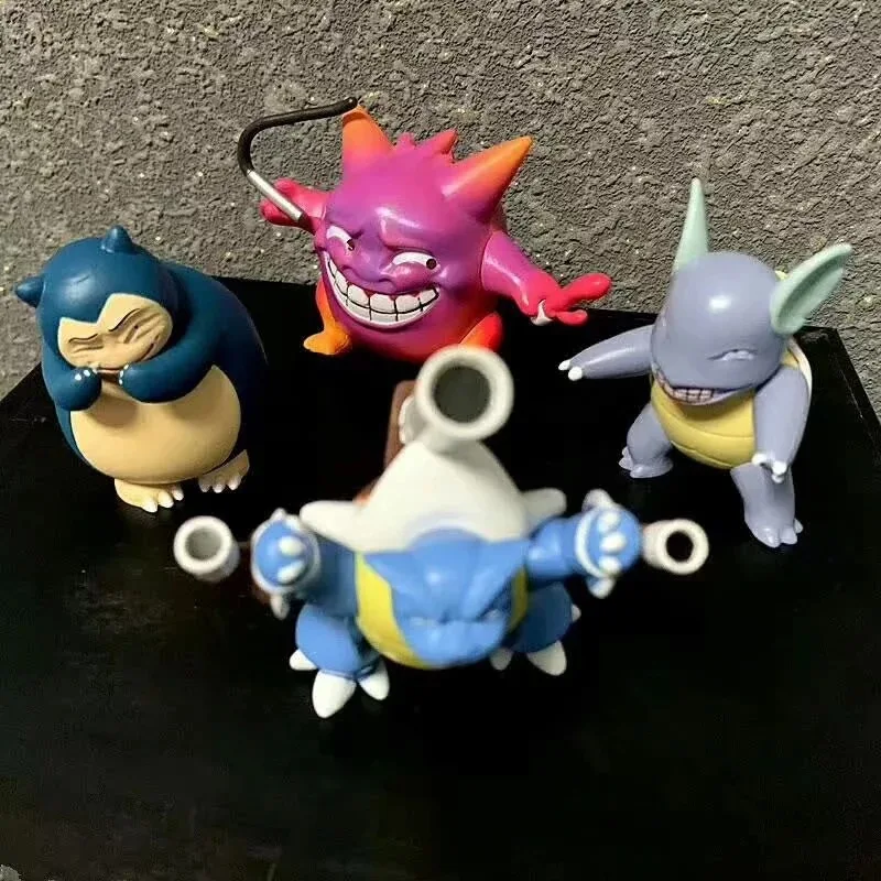 

4pcs/lot 6-8cm Gengar Wartortle Snorlax Blastoise movable action figure collectible model toys for boys