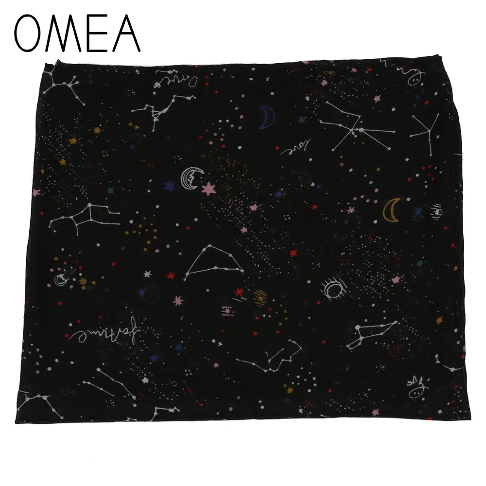 Black OMEA Черный мультфильм звездное небо шелковый шарф для женщин шаль и обертывания шифон хиджаб платок на голову Бесконечность шарф для дам Созвездие - Цвет: Black
