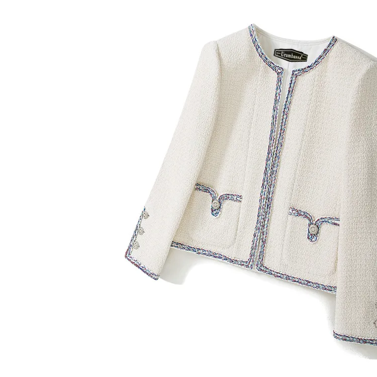 

2020 Spring Autumn Women's Brand new high quality O-neck tweed coat Hot Fashion women elegant jackets short coat B706