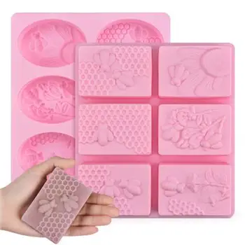 

silicone mold soap mould Honey Bee Silicone Soap Mold diy Handmade Craft 3d Soap Molds Silicone Rectangular Oval 6 Forms