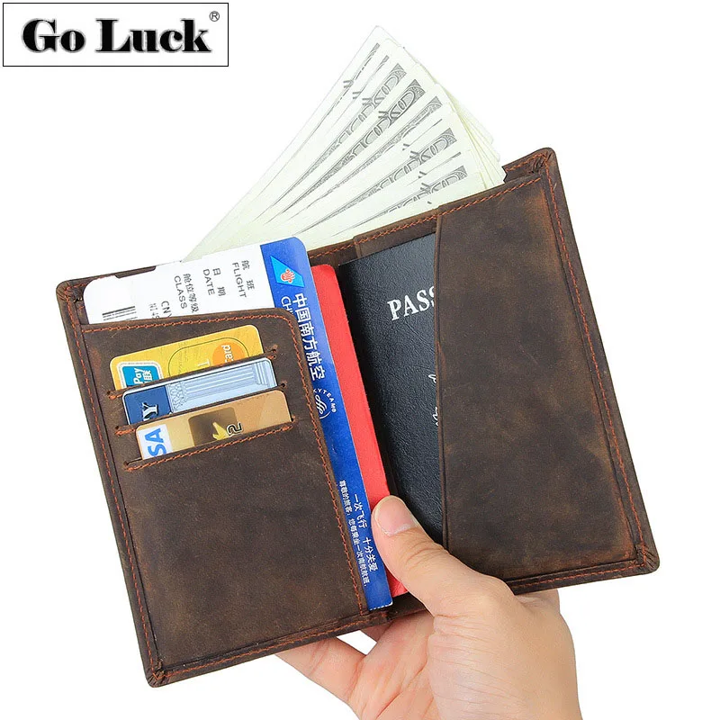 

RFID Genuine Leather Passport Wallet Men Bank Credit ID Cardholder Wallets Men's Bill Purse Card Case Casual Business