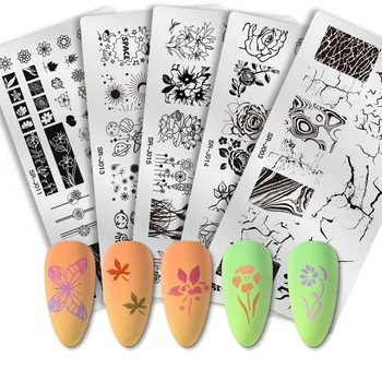 

MSRUIOO Lace Flower Animal Nail Stamping Plates Marble Image Stamp Templates Geometric Printing Stencil Tools