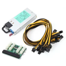 1200W Server Power Supply LED Breakout Board + 6Pin Male to (6+2)8P Male Power Supply Cables Adapter Kits for HP GPU Mining