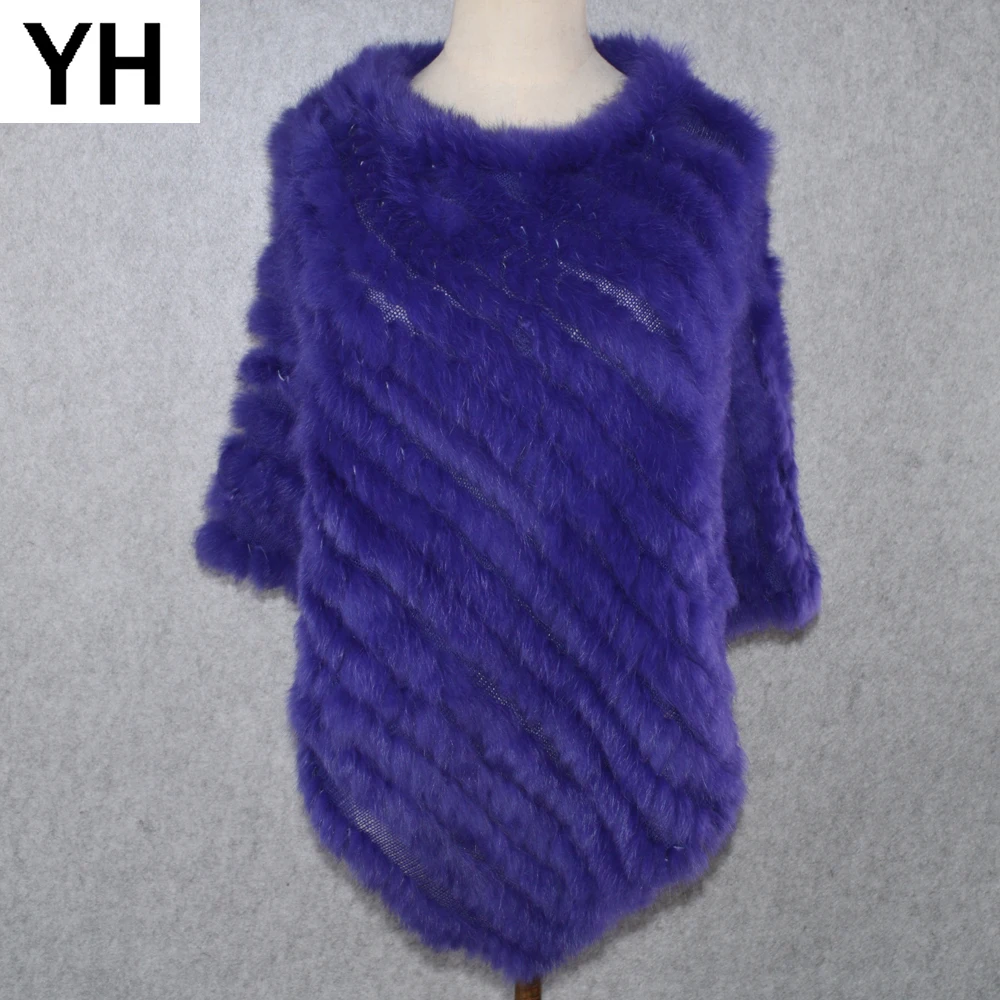 

Fashion Real Rabbit Fur Poncho Genuine Real Rabbit Fur Shawl Scarf Knitted Elastic Women Party Real Natural Rabbit Fur Pashmina