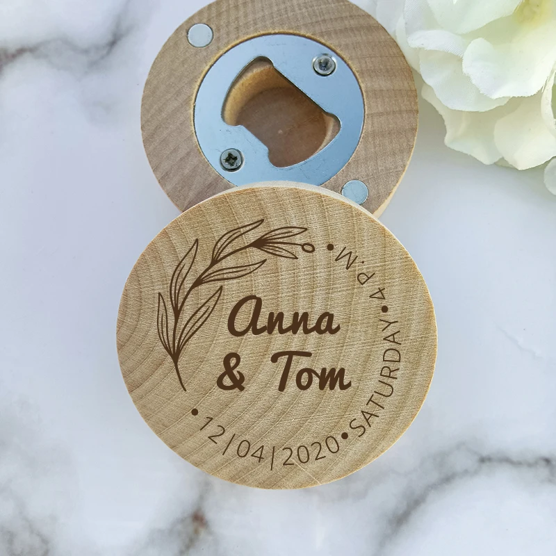 Engraved Round Wooden Beer Bottle Opener with Magnet Wooden Refrigerator Magnet Bottle Opener for Kitchen Gathering Party beer bottle opener keychains