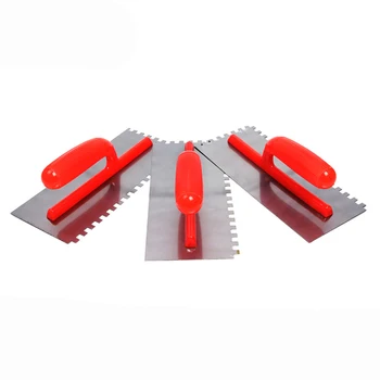 

8x8mm / 6x6mm Stainless Steel Plaster Finishing Trowel with Square Notch Anti-slip Plastic Handle Tile Scraper Building Tool