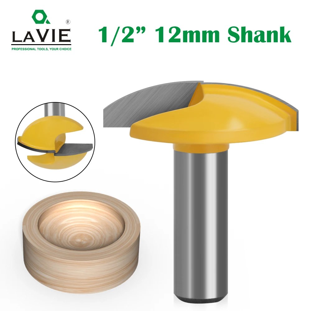 

LAVIE 1pc 12mm 1/2" Shank 1-3/4" Wide Small Bowl Router Bit 1.65" Radius Concave Radius Milling Cutters Wood Work Crown MC03037