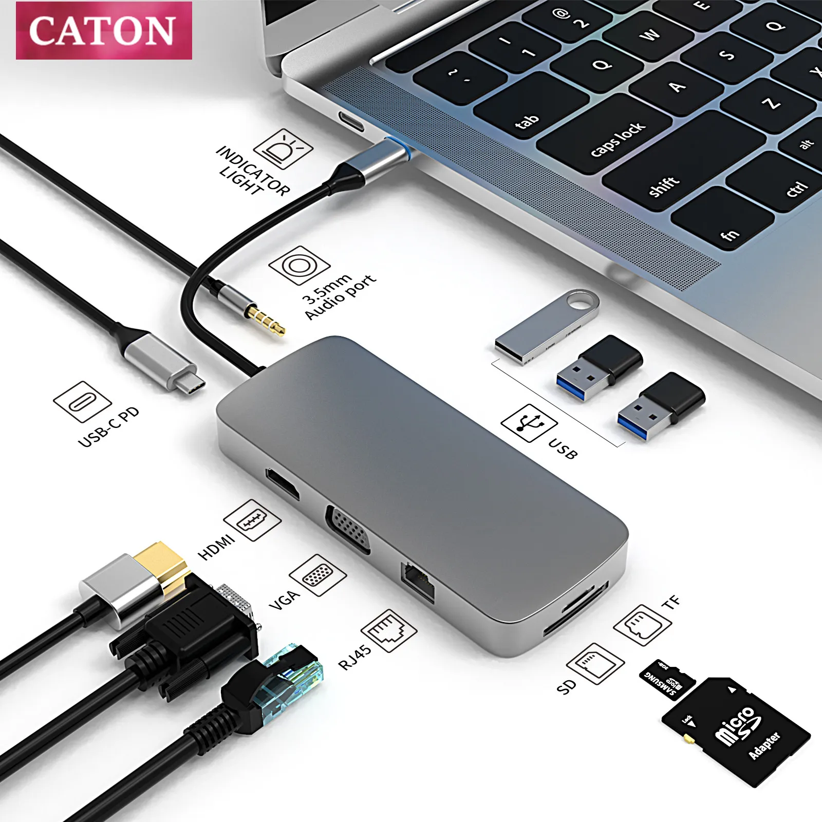 

Док-станция MST с двумя портами HDMI и поддержкой 4K, USB 3,0, VGA, RJ45
