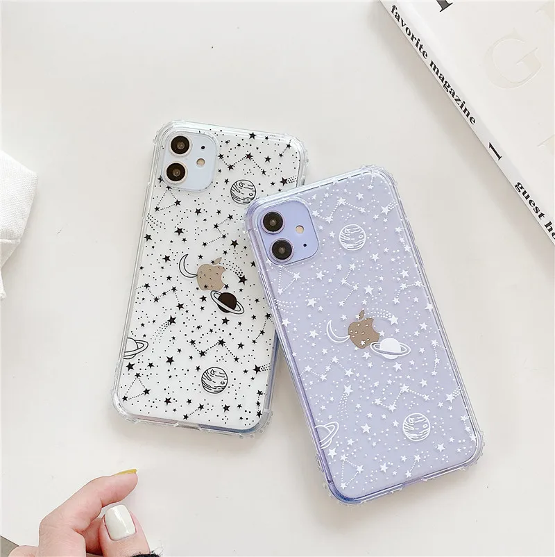 Cartoon Planet Stars Shockproof Phone Case For iPhone 11 Pro Max XR XS Max 7 8 Plus X Soft TPU Clear Cute Back Cover Coque Cartoon Planet Stars Shockproof Phone Case For iPhone 11 Pro Max XR XS Max 7 8 Plus X Soft TPU Clear Cute Back Cover Coque