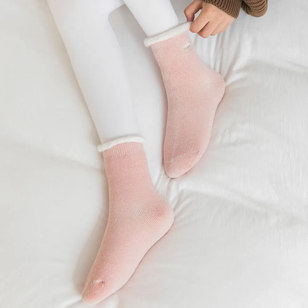 Зимние женские носки ORLVS, бархатные женские носки, calcetines mujer divertido, толстые теплые носки с оборками,#4