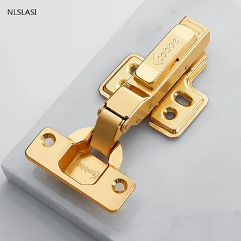 

Golden Rustless Iron Hydraulic Iron Core Damper Buffer Cabinet Hinges Wardrobe Cupboard Door Hinges Soft Hardware Accessories