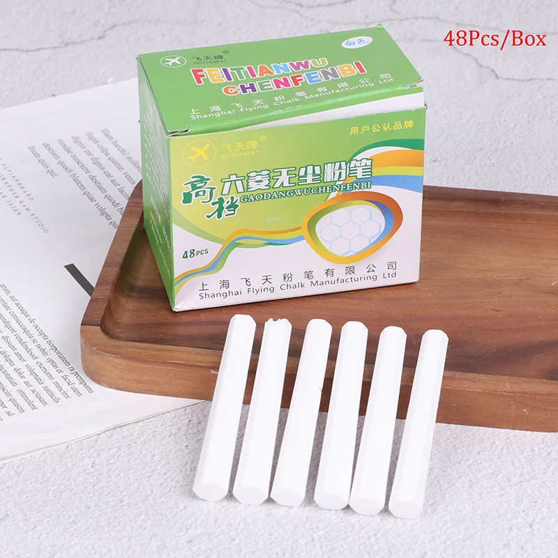 Tiza para dibujar para la escuela, tiza para dibujar, tiza para educación, suministros de papelería de oficina de alta calidad, color blanco, 48 Uds.