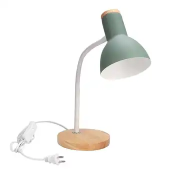 

Simple Iron Table Lamp Living Room Bedroom Flexible Tube Wood Base Desk Decor E27 CN Plug 220V