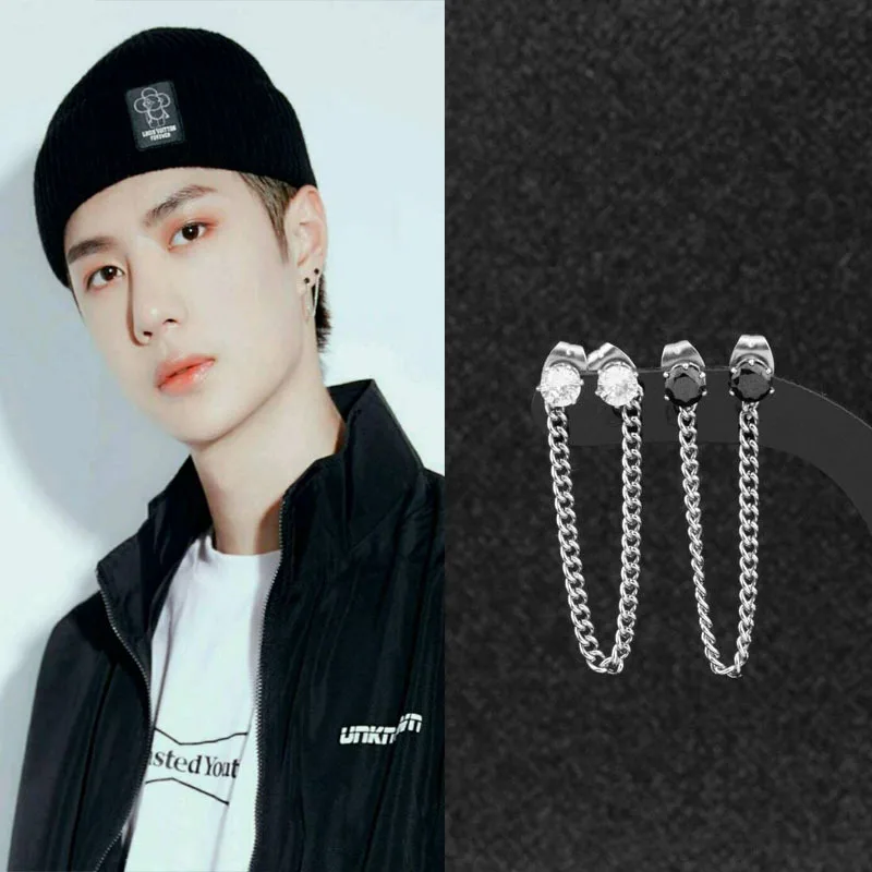 Kpop ДНК серьги для мальчиков из нержавеющей стали украшений ручной работы черный
