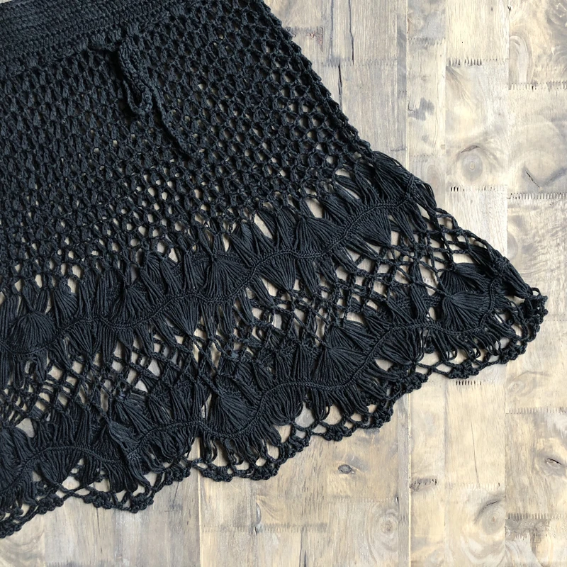 Вязанные крючком бикини Boho Хлопковые вязаные мини юбки женские летние пляжный с завышенной талией выдалбливают мини юбки крутые горячая распродажа