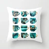 Flower Leaves Pattern Throw Pillow Case Teal Blue Cushion Covers for Home Sofa Chair Decorative Pillowcases 5