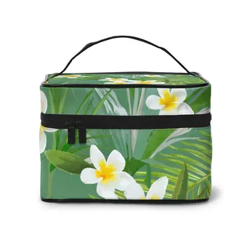 

Women's Travel Cosmetic Make up Storage Lady Wash Bags Tropical Floral Dragonflies Jungle Palm Tree Leaves Flowers Handbag Pouch