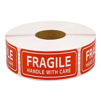 

Warning sticker Fragile handle with care 2.5*7.5cm Red warning labels Used for transport packaging remind labels150/500pcs/roll