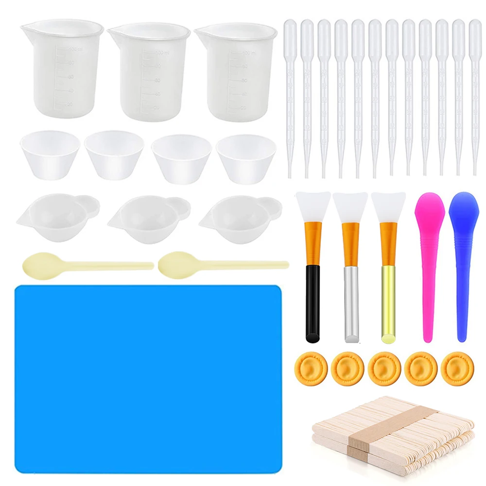 1 Set Epoxy Resin Jewelry Making Tools Kits Measuring Cups Stir Bar Mix Cup Dispensing Stick Silicone Tools For DIY Resin Crafts