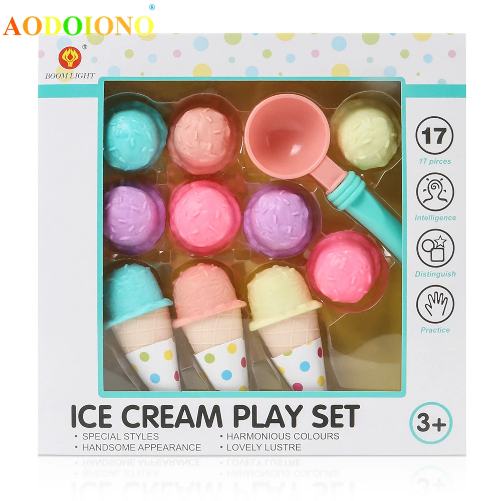 17PCS  Ice Cream Play Set Pretend Play Toys Early Educational Kids Children Parent Interactive Fun Miniature Toys for Children