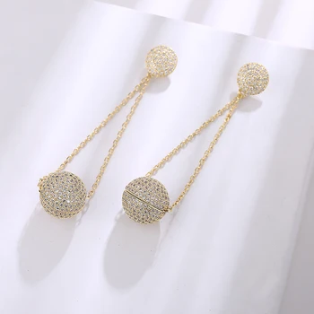 

Luxury Zircon Ball Drop Earrings Fashion Korean Style Long Earrings XIUMEIYIZU Brand Rhodium Plating Jewelry Wholesale 11.11 Hot