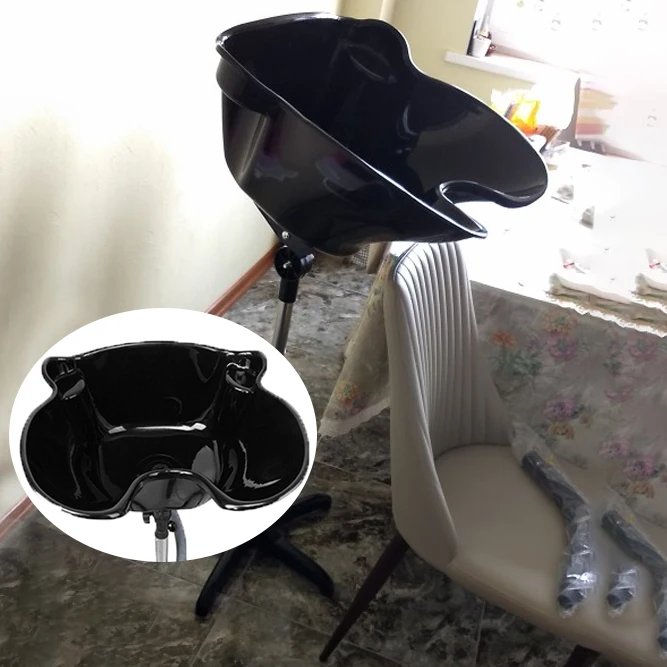 

Honhill Hair Salon Wash Basin Portable Shampoo Basin Sink Adjustable Height Household Air Salon Treatment Bowl with Drain Hose