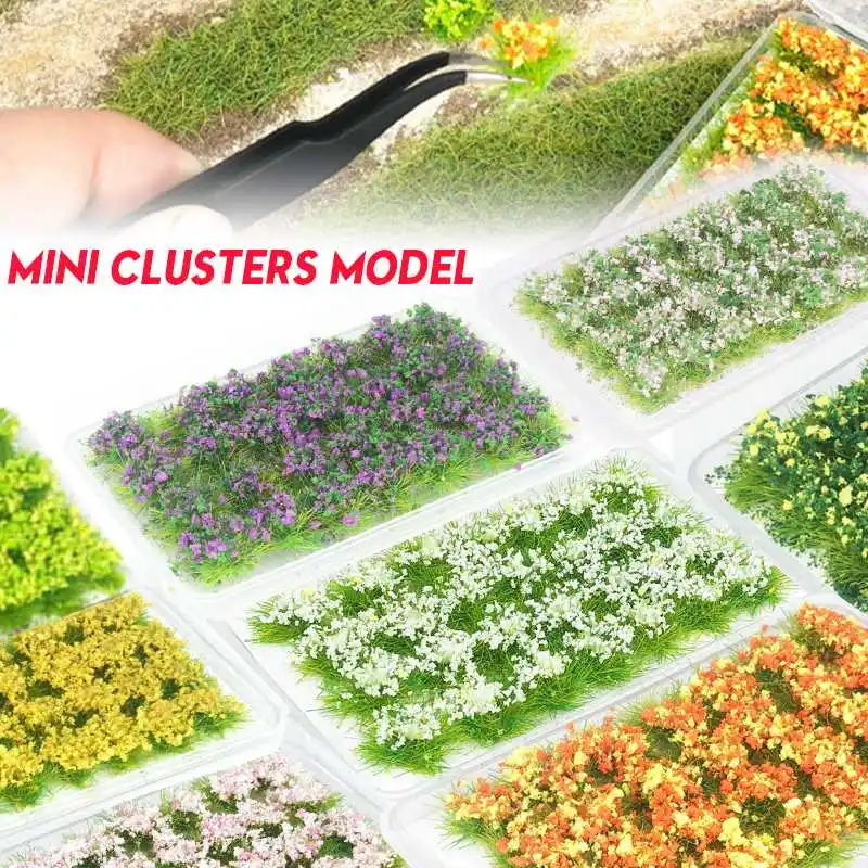 Cabilock 1 Caja de Mechones Estáticos de Flores en Miniatura Grupos de Flores de Hierba Estática Mechones de Césped para Modelo de Tren Paisaje de Ferrocarril Mesa de Militar Modelo 