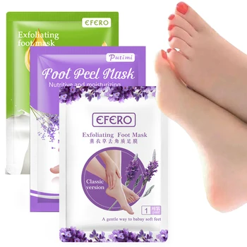 

6pcs 3pair Lavender Plant Moisturizer Exfoliating Foot Mask Peel Pedicure Socks Feet Care Dead Skin Whitening Foot Mask