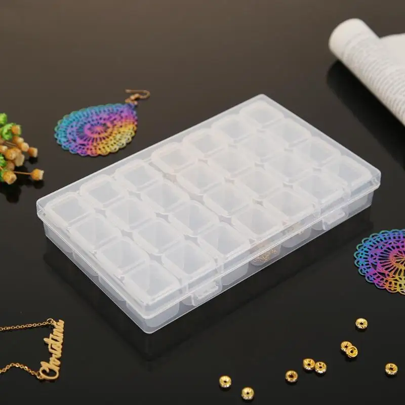 

Plastic Storage Box 8/28 Grids Dismountable Diamond Painting Cross Stitch Nail Art Rhinestone Tools Beads Storage Home Storage