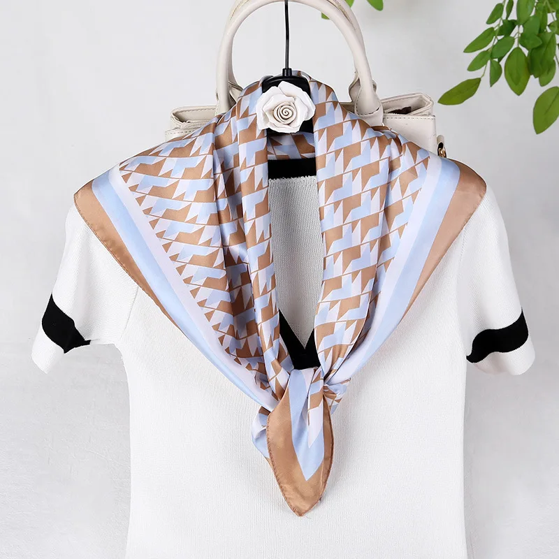 

70*70CM Simple Print Silk Scarf Women's Small Square Scarf Professional Work Scarf Spring and Summer Thin Small Scarves 2021 New