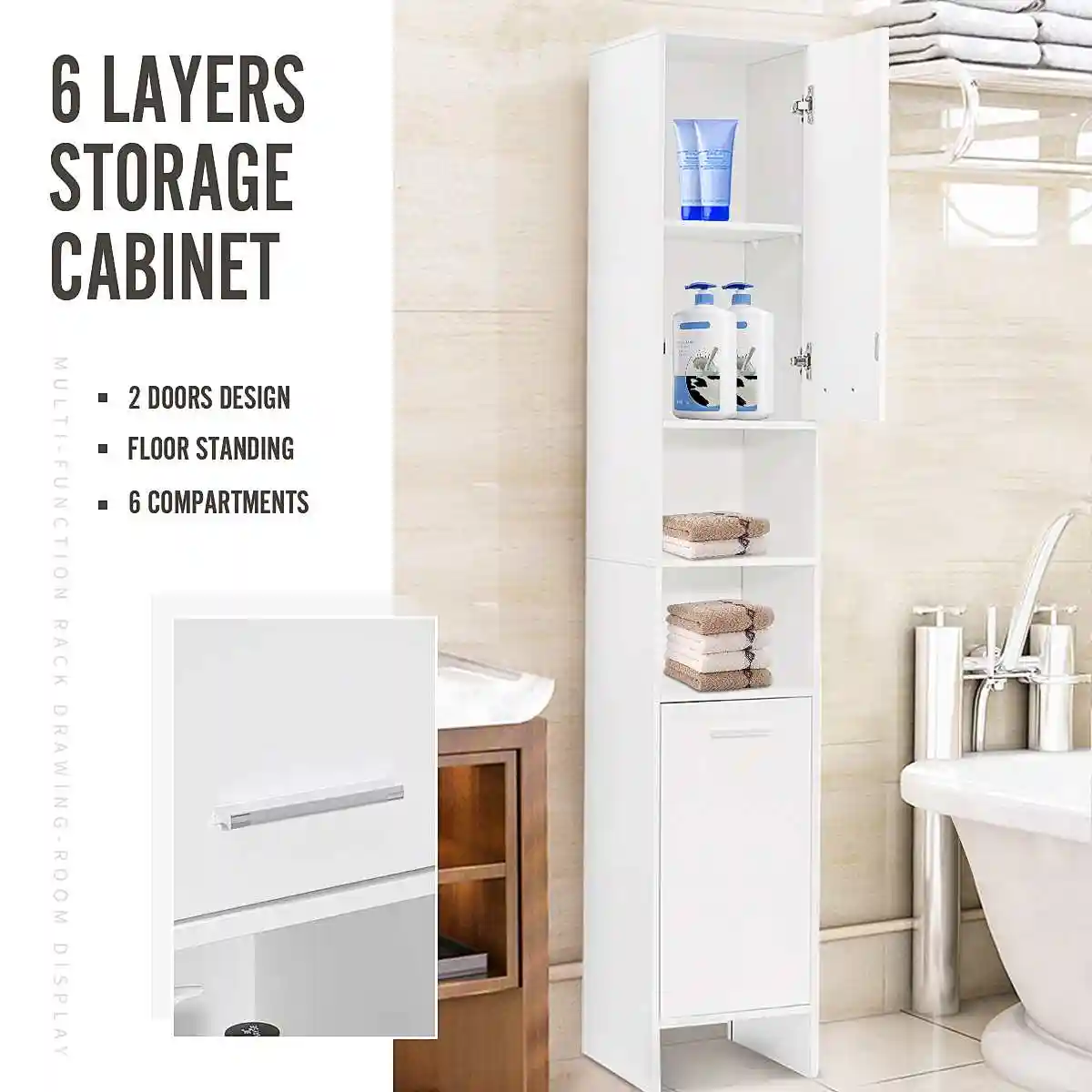 6 Layers Bathroom Cabinet 170x30x30cm Large Cabinet Toilet Furniture Cupboard Shelf Storager Modern Style With Rack For Kitchen Aliexpress