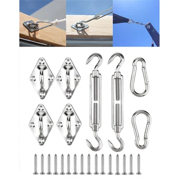 

Stainless Steel Sun Shade Sail Kit Installation Accessories Seal Fixation Kits For Outdoor 24pcs M5
