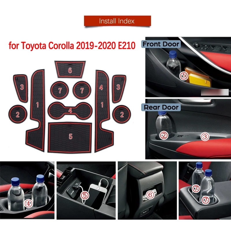Противоскользящий резиновый подстаканник для Toyota Corolla E210, коврик для двери, наклейки, автомобильный Стайлинг, подстаканник