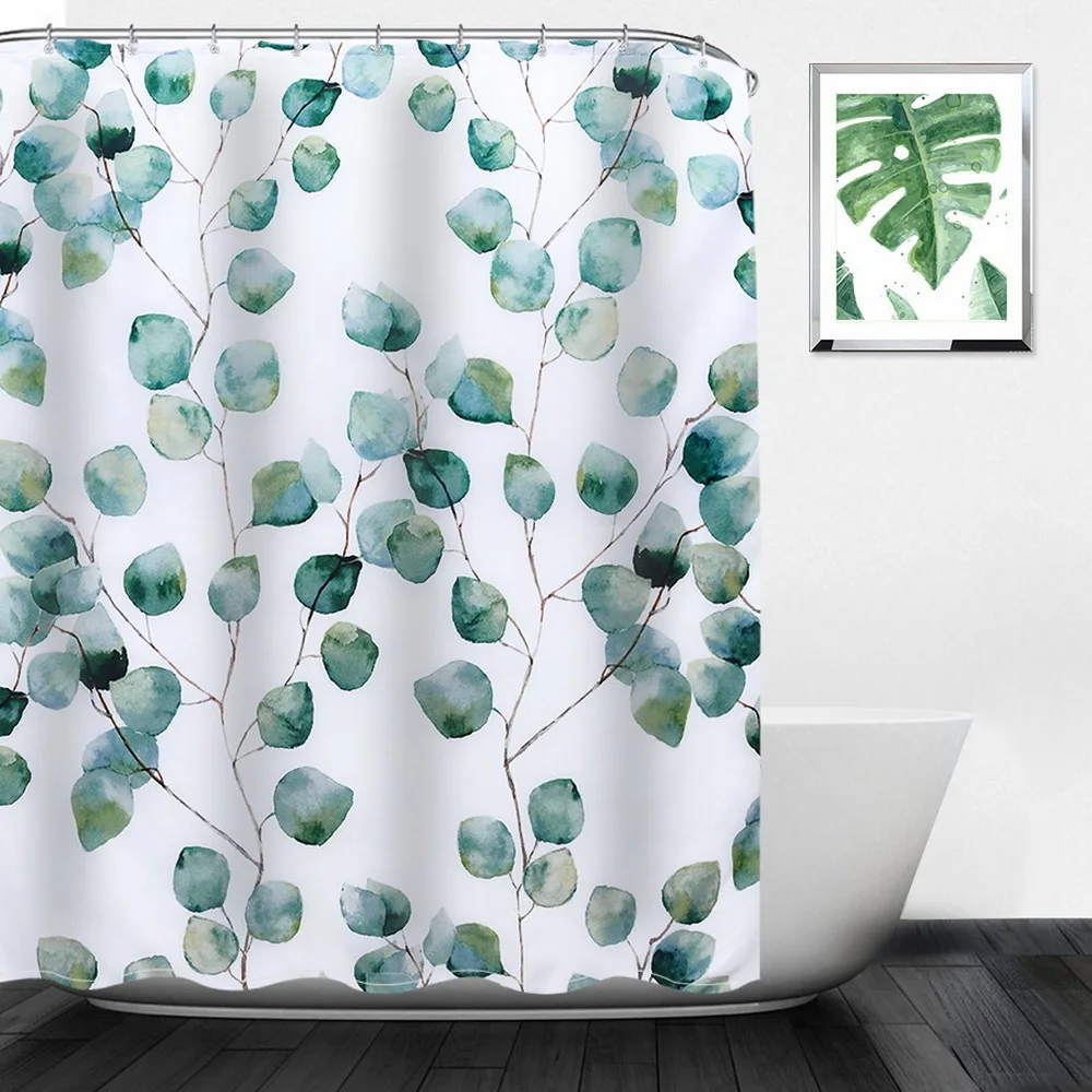 

Green Plants Shower Curtain Waterproof Curtain Washable Fabric Shower Curtain Bathroom Curtain