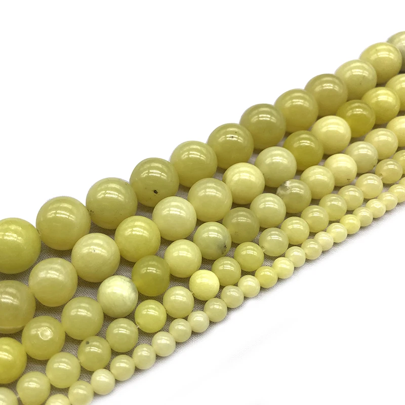 

Natural Stone Lemon Yellow Jades Round Loose Spacer Beads For Jewelry Making 4/6/8/10/12mm DIY Handmade Bracelets 15''Strand