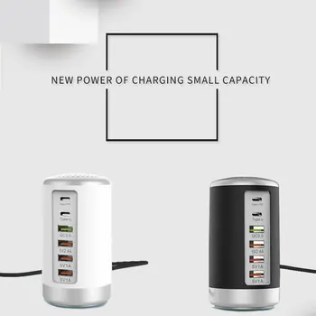 

65W 6 Port USB Fast Charger HUB Quick Charge QC 3.0 Multi USB Type C PD Charger Charging Station