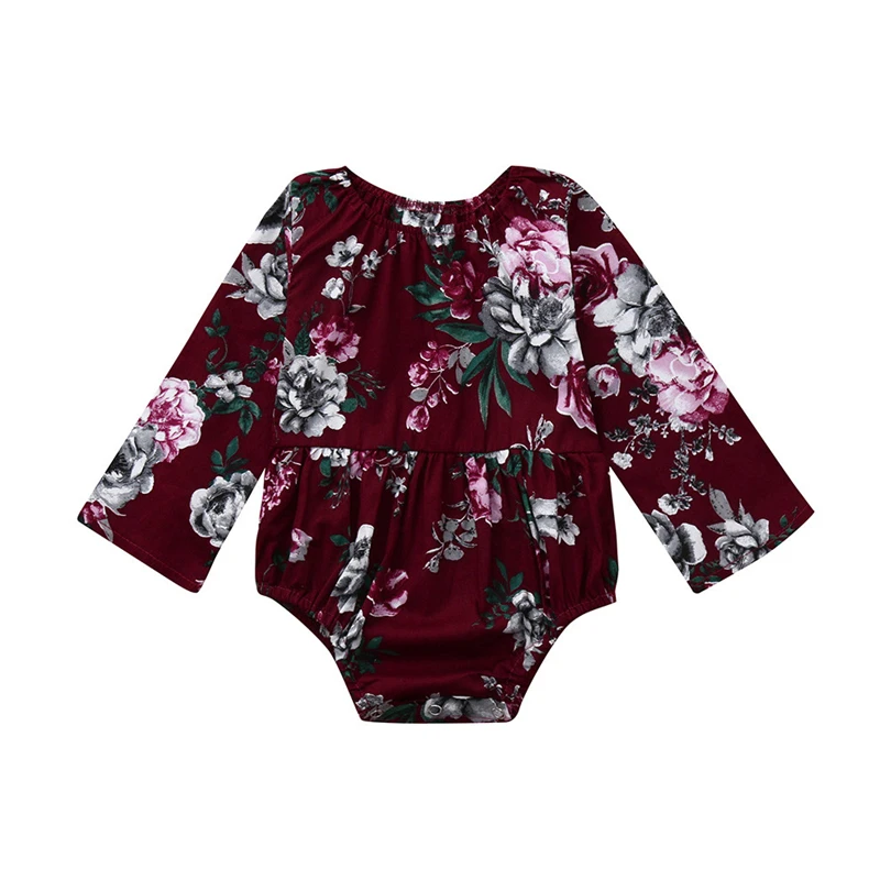 

Newborns Baby Bodysuit Infant Girls Floral Printed Long Sleeved Romper Fashion Princess Autumn Winter Jumpsuit Clothes 6-24M A20