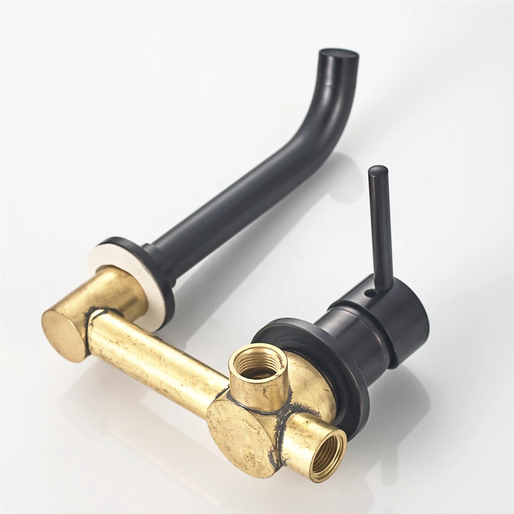 Vidric Wholesale And Retail Matte Black Oil Brushed/Chrome Brass Wall Mounted Basin Faucet Single Handle Mixer Tap Hot& Cold Wa