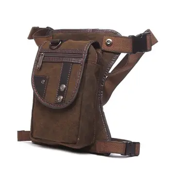 

Motorcycle Leg Bag Vintage Multi-pocket Waist Pack Canvas Wear Resistant Bag For Mens Travel Hiking Climbing Riding Cycling