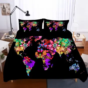 

Home Textiles Luxury Gift Sabanas Bed Linen Map Bed De Cama 3d King Size Bedding Set Duvets And Linen Sets Cat Bed Linen Poplin