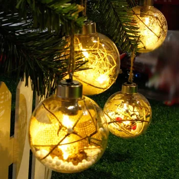 

8cm Romantic Christmas Decorations Ball Transparent PVC For Home Luminous Light Hanging Christmas Tree Ball Ornaments Supplies