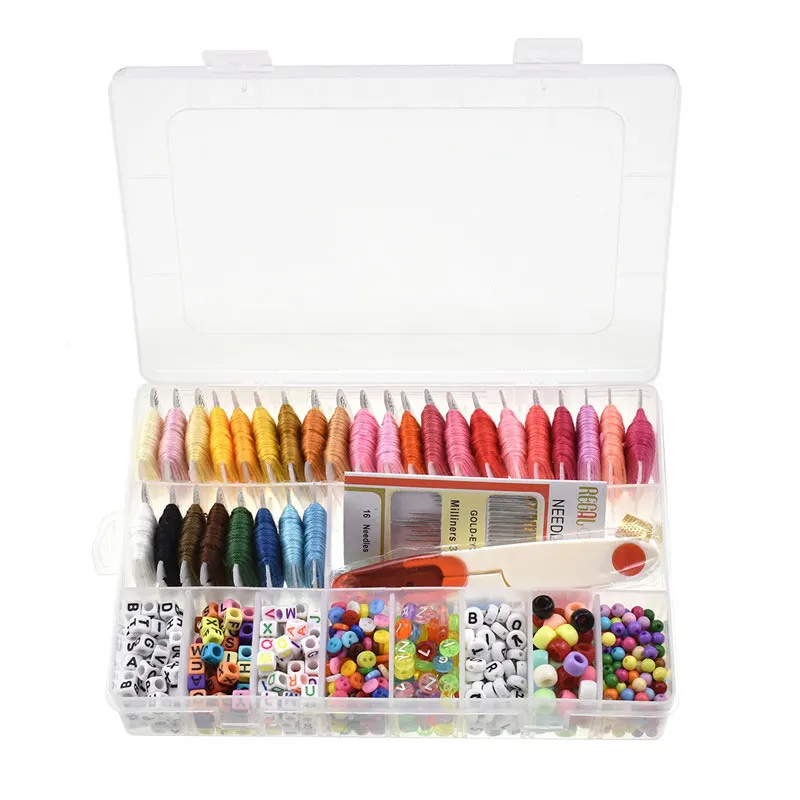 Looen 30 цветов вышивка нитью с коробкой для хранения Набор для вышивки крестиком DIY бусины браслеты Набор для начинающих Швейные аксессуары