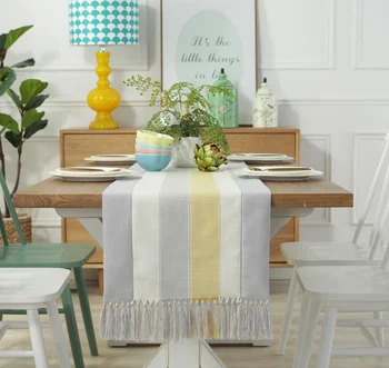 

Simple Cotton And Linen Tablecloth With Tassel Banquet Party Dining Home Decor Rectangular Wedding Dining Table Cover LF831